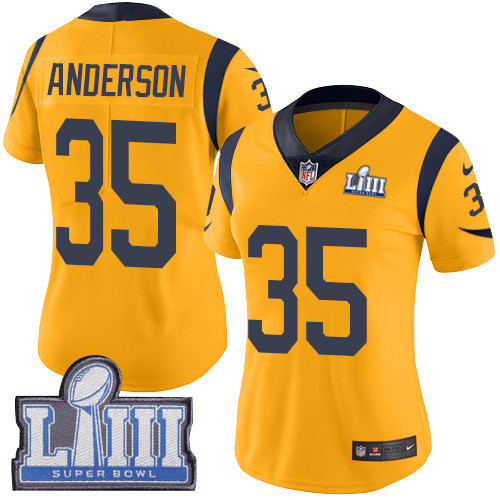 Nike Rams #35 C.J. Anderson Gold Super Bowl LIII Bound Women's Stitched NFL Limited