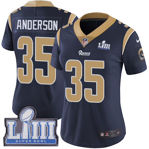 Nike Rams #35 C.J. Anderson Navy Blue Team Color Super Bowl LIII Bound Women's