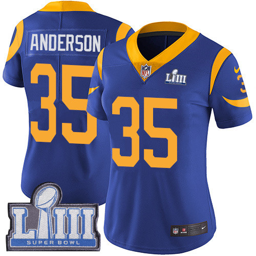 Nike Rams #35 C.J. Anderson Royal Blue Alternate Super Bowl LIII Bound Women's Stitched NFL
