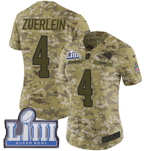Nike Rams #4 Greg Zuerlein Camo Super Bowl LIII Bound Women's Stitched NFL Limited  0