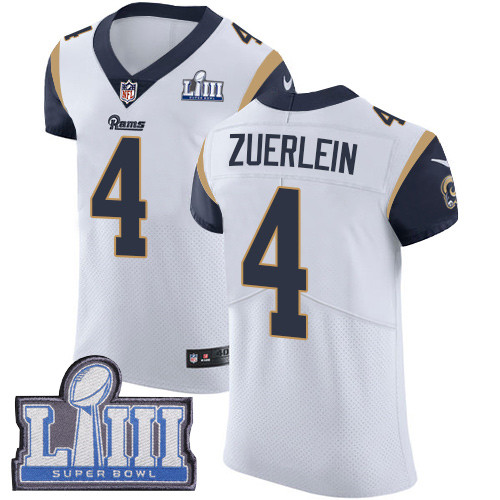Nike Rams #4 Greg Zuerlein White Super Bowl LIII Bound Men's Stitched NFL Vapor Untouchable Elite Jersey