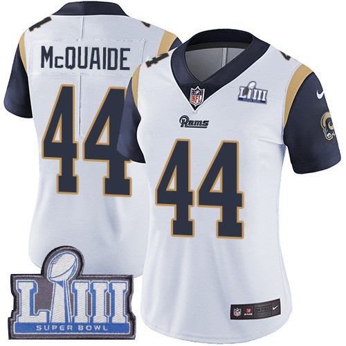 Nike Rams #44 Jacob McQuaide White Super Bowl LIII Bound Women's Stitched NFL Vapor