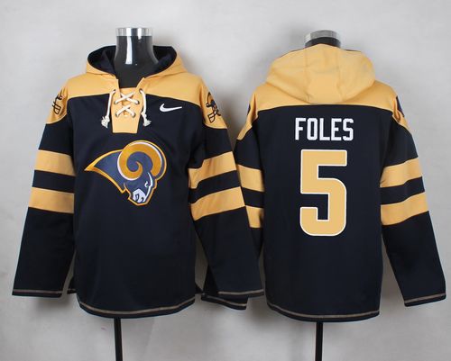 Nike Rams #5 Nick Foles Navy Blue Player Pullover NFL Hoodie