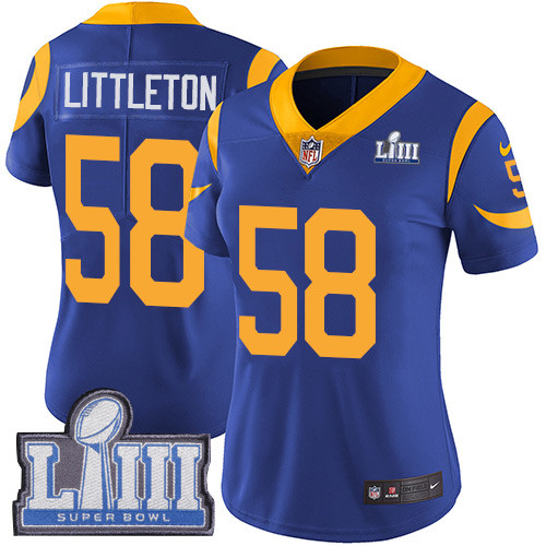 Nike Rams #58 Cory Littleton Royal Blue Alternate Super Bowl LIII Bound Women's Stitched NFL