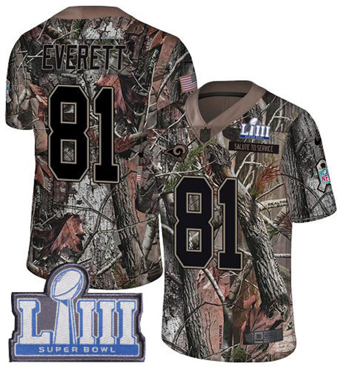 Nike Rams #81 Gerald Everett Camo Super Bowl LIII Bound Youth Stitched NFL Limited Rush