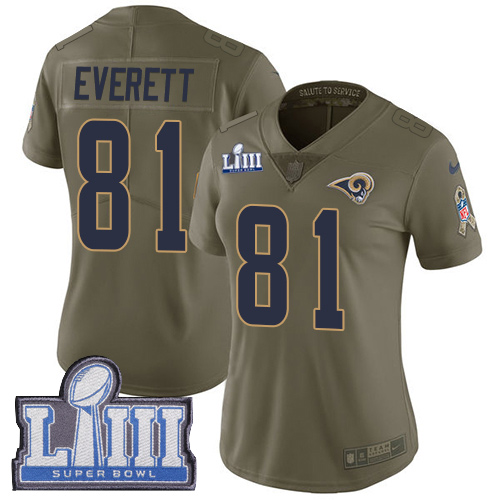 Nike Rams #81 Gerald Everett Olive Super Bowl LIII Bound Women's Stitched NFL Limited