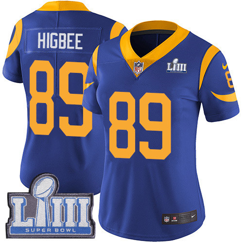 Nike Rams #89 Tyler Higbee Royal Blue Alternate Super Bowl LIII Bound Women's Stitched NFL