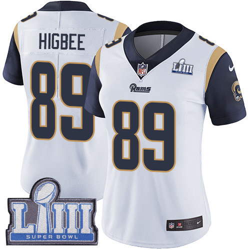 Nike Rams #89 Tyler Higbee White Super Bowl LIII Bound Women's Stitched NFL Vapor