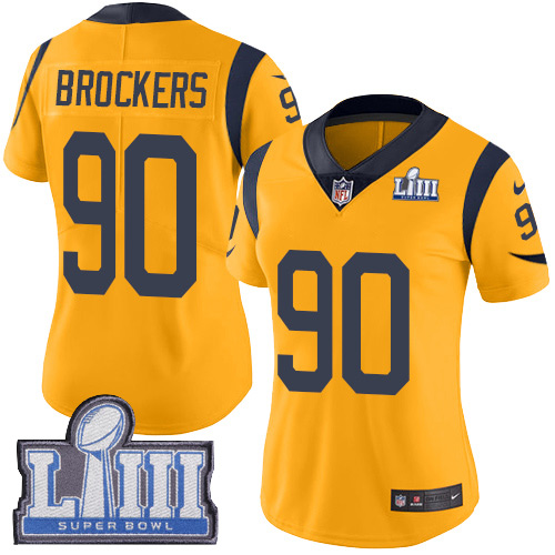 Nike Rams #90 Michael Brockers Gold Super Bowl LIII Bound Women's Stitched NFL Limited