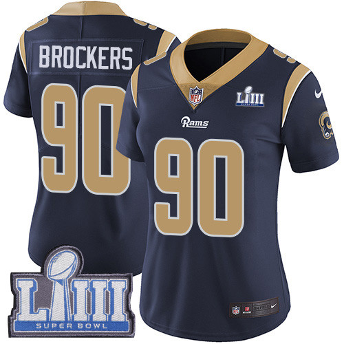 Nike Rams #90 Michael Brockers Navy Blue Team Color Super Bowl LIII Bound Women's