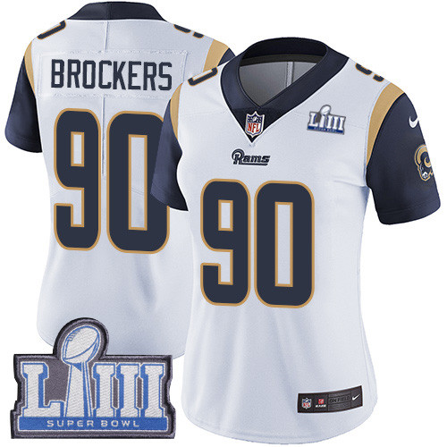 Nike Rams #90 Michael Brockers White Super Bowl LIII Bound Women's Stitched NFL Vapor