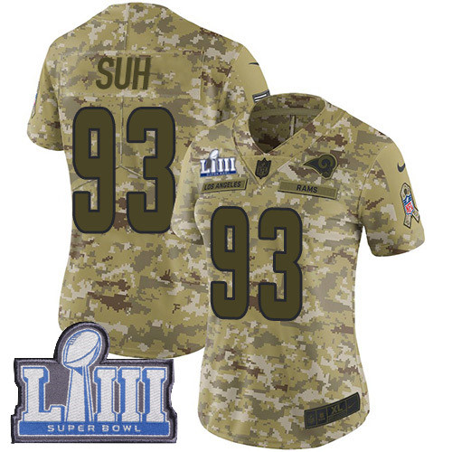 Nike Rams #93 Ndamukong Suh Camo Super Bowl LIII Bound Women's Stitched NFL Limited  0