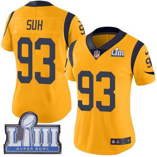 Nike Rams #93 Ndamukong Suh Gold Super Bowl LIII Bound Women's Stitched NFL Limited