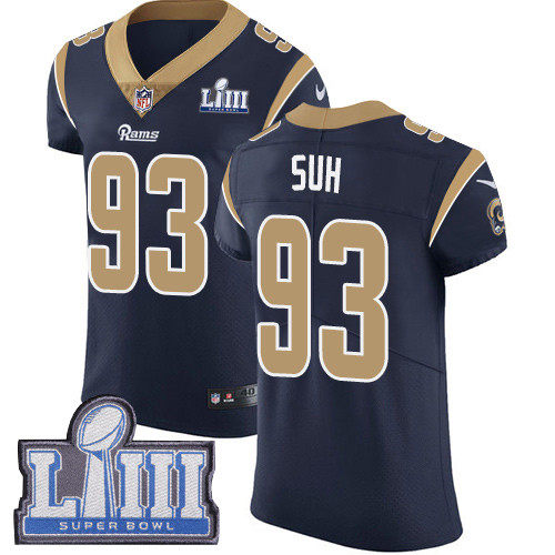 Nike Rams #93 Ndamukong Suh Navy Blue Team Color Super Bowl LIII Bound Men's Stitched NFL Vapor Untouchable Elite Jersey