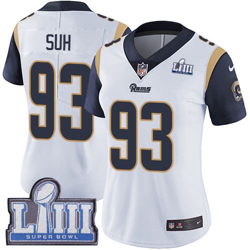 Nike Rams #93 Ndamukong Suh White Super Bowl LIII Bound Women's Stitched NFL Vapor