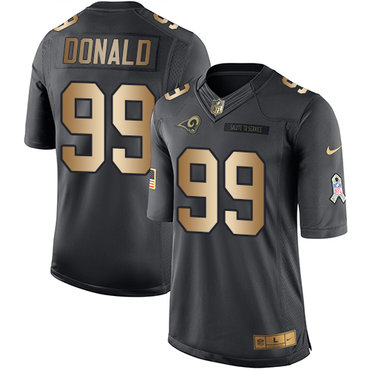 Nike Rams #99 Aaron Donald Black Youth Stitched NFL Limited Gold Salute to Service Jersey