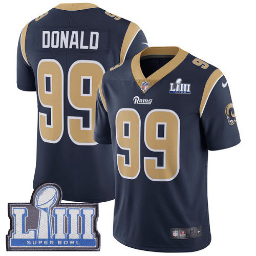 Nike Rams #99 Aaron Donald Navy Blue Team Color Super Bowl LIII Bound Youth Stitched