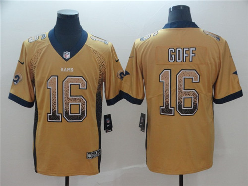 Nike Rams 16 Jared Goff Gold Drift Fashion Limited Jersey