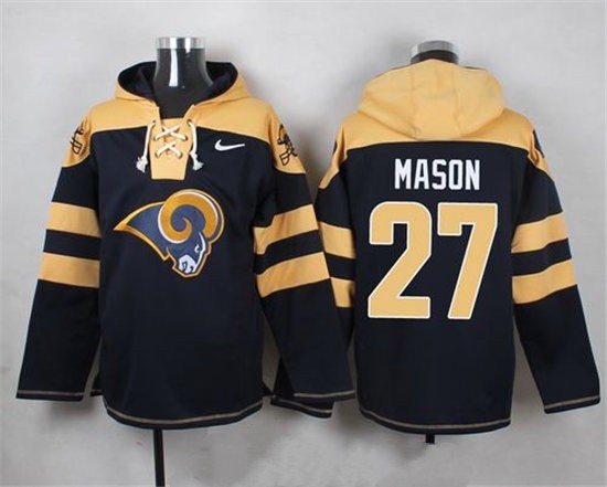 Nike Rams 27 Tre Mason Navy Blue Hooded Jersey