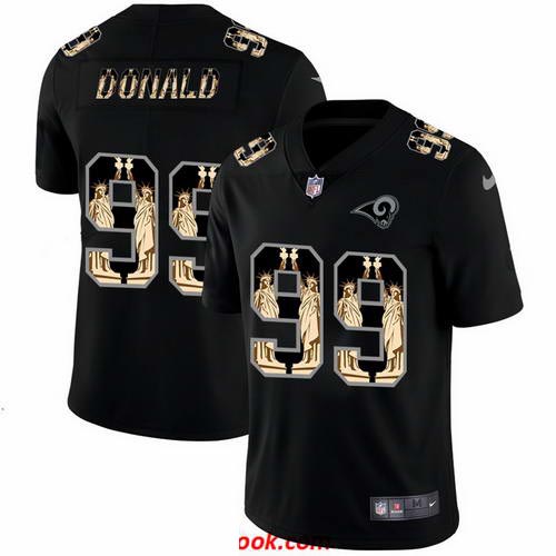 Nike Rams 99 Aaron Donald Black Statue Of Liberty Limited Jersey