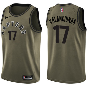 Nike Raptors #17 Jonas Valanciunas Green Salute to Service NBA Swingman Jersey