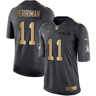 Nike Ravens #11 Breshad Perriman Black Youth Stitched NFL Limited Gold Salute to Service Jersey