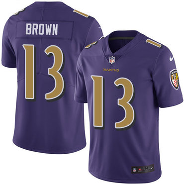 Nike Ravens #13 John Brown Purple Men's Stitched NFL Limited Rush Jersey