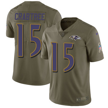 Nike Ravens #15 Michael Crabtree Olive Men's Stitched NFL Limited 2017 Salute To Service Jersey