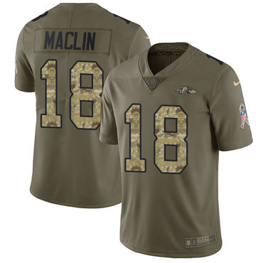 Nike Ravens #18 Jeremy Maclin Olive Camo Men's Stitched NFL Limited 2017 Salute To Service Jersey