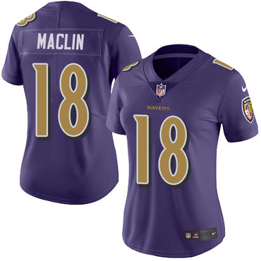 Nike Ravens #18 Jeremy Maclin Purple Women's Stitched NFL Limited Rush Jersey