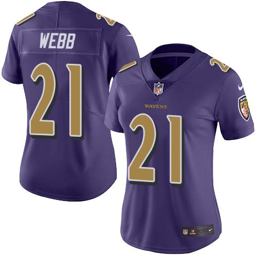 Nike Ravens #21 Lardarius Webb Purple Women's Stitched NFL Limited Rush Jersey