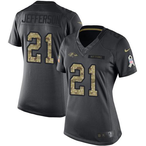 Nike Ravens #21 Tony Jefferson Black Women's Stitched NFL Limited 2016 Salute to Service Jersey