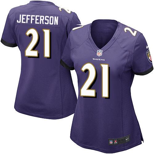 Nike Ravens #21 Tony Jefferson Purple Team Color Women's Stitched NFL New Elite Jersey