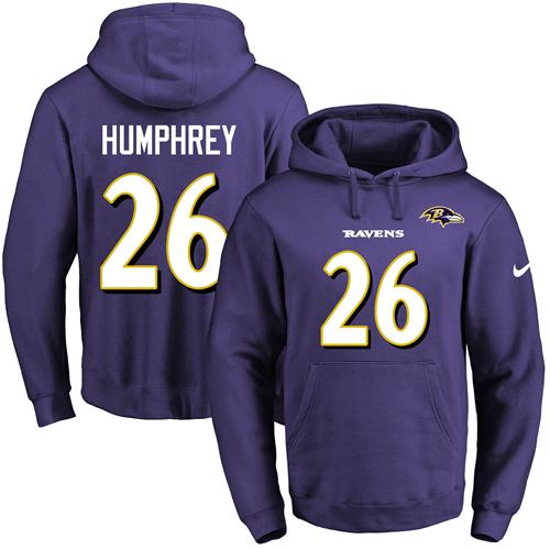 Nike Ravens #26 Marlon Humphrey Purple Name & Number Pullover NFL Hoodie