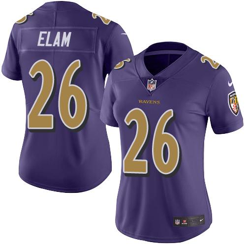 Nike Ravens #26 Matt Elam Purple Women's Stitched NFL Limited Rush Jersey