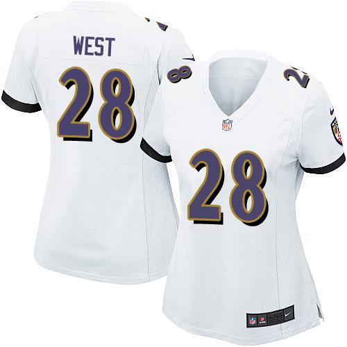 Nike Ravens #28 Terrance West White Women's Stitched NFL New Elite Jersey