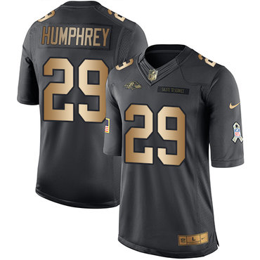 Nike Ravens #29 Marlon Humphrey Black Men's Stitched NFL Limited Gold Salute To Service Jersey