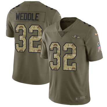 Nike Ravens #32 Eric Weddle Olive Camo Men's Stitched NFL Limited 2017 Salute To Service Jersey