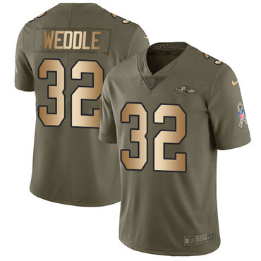 Nike Ravens #32 Eric Weddle Olive Gold Men's Stitched NFL Limited 2017 Salute To Service Jersey
