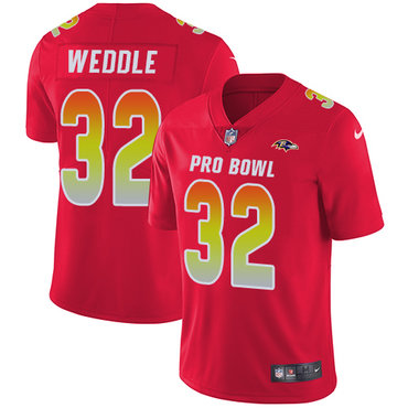 Nike Ravens #32 Eric Weddle Red Women's Stitched NFL Limited AFC 2018 Pro Bowl Jersey