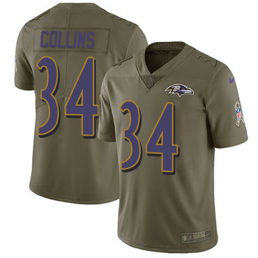 Nike Ravens #34 Alex Collins Olive Men's Stitched NFL Limited 2017 Salute To Service Jersey