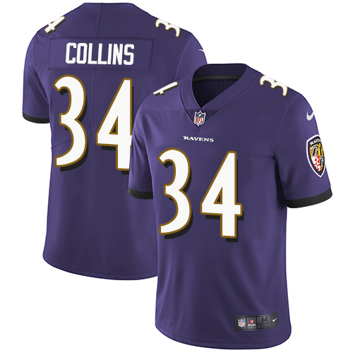 Nike Ravens #34 Alex Collins Purple Team Color Men's Stitched NFL Vapor Untouchable Limited Jersey