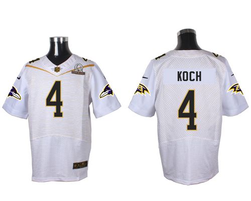 Nike Ravens #4 Sam Koch White 2016 Pro Bowl Men's Stitched NFL Elite Jersey