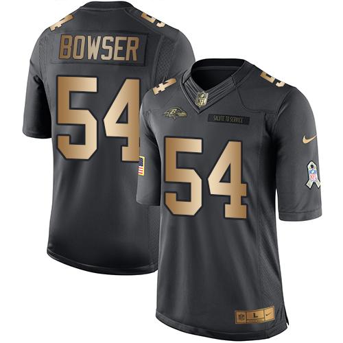 Nike Ravens #54 Tyus Bowser Black Men's Stitched NFL Limited Gold Salute To Service Jersey