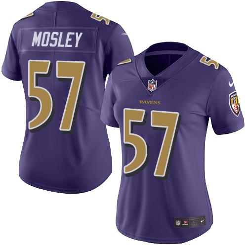 Nike Ravens #57 C.J. Mosley Purple Women's Stitched NFL Limited Rush Jersey