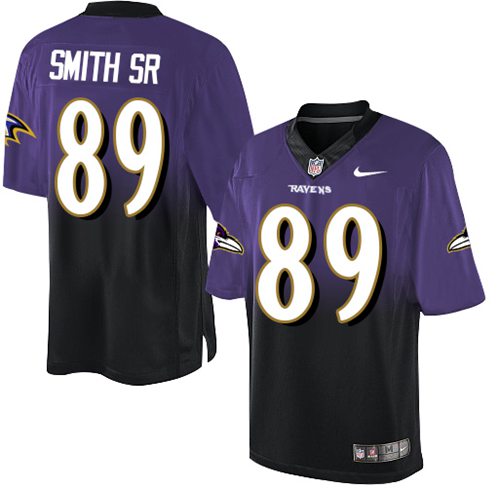 Nike Ravens #89 Steve Smith Sr Purple Black Men's Stitched NFL Elite Fadeaway Fashion Jersey