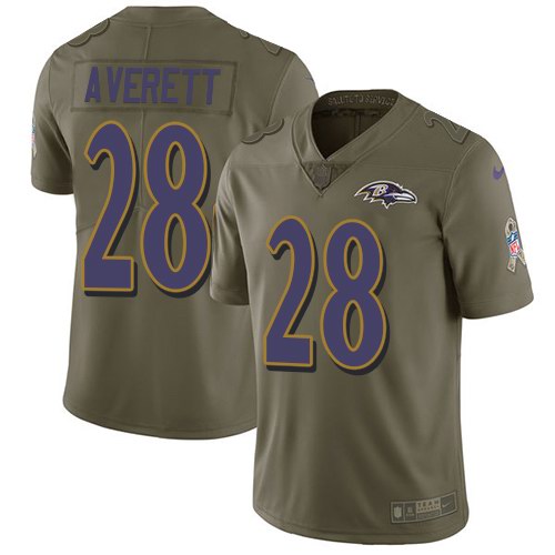 Nike Ravens 28 Anthony Averett Olive Salute To Service Limited Jersey