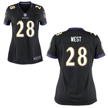 Nike Ravens 28 Terrance West Black Women Game Jersey
