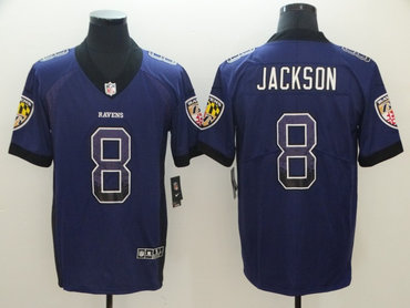 Nike Ravens 8 Lamar Jackson Purple Drift Fashion Limited Jersey