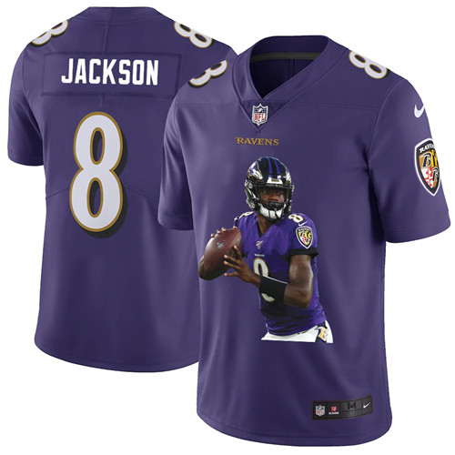 Nike Ravens 8 Lamar Jackson Purple Player Name Logo Vapor Untouchable Limited Jersey